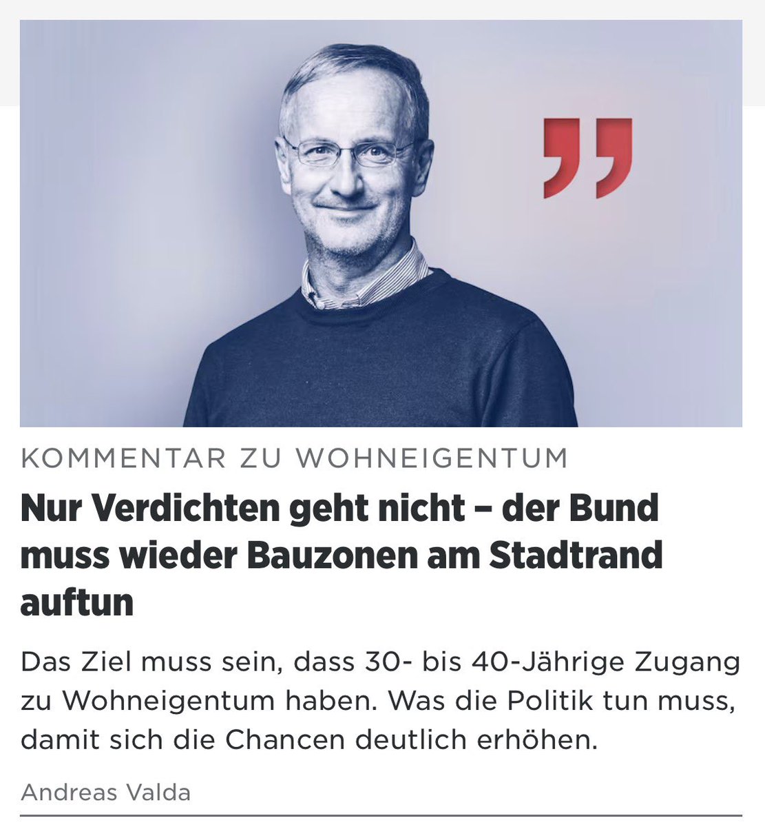 #Wohneigentum wieder ermöglichen:
✅ Angebot erhöhen
✅ planerische Hürden senken
✅ Finanzierung vereinfachen
▶️ Handelszeitung, Andreas Valda: handelszeitung.ch/politik/nur-ve…

#immobilien #immobilienmarkt #hauseigentum <a href="/ValdaSui/">andreas valda</a> <a href="/Handelszeitung/">Handelszeitung</a>