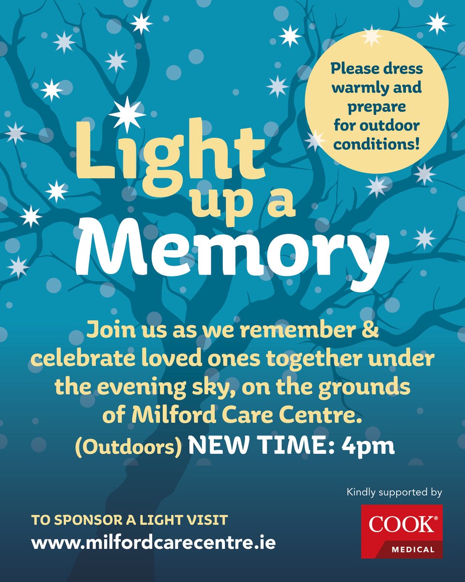 MilfordLmkCC's tweet photo. Join us as we gather to remember our loved ones. The ceremony takes place at 4pm, Sunday, 7th December on the grounds of Milford Care Centre. Please note the earlier start time. https://t.co/tdwUUTK0ut https://t.co/KCGSIGLk1o