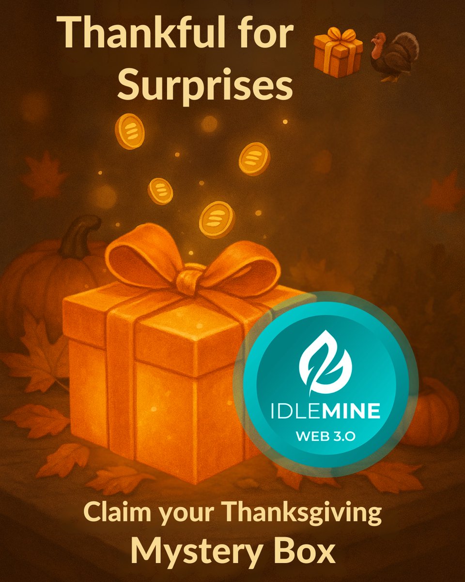 stringidlemine's tweet image. This Thanksgiving, your rewards come wrapped in warmth.
Open your festive Mystery Box and enjoy a little holiday magic 🧡🍁
👉 play.google.com/store/apps/det…

🎁✨ #IdleMine #ThanksgivingRewards #MysteryBox #CryptoRewards #PlayAndEarn