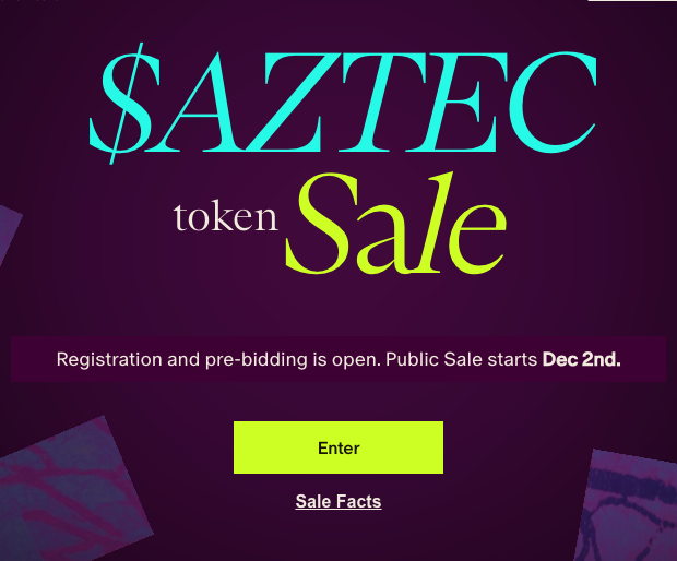 H__Gilmore's tweet photo. Aztec suddenly launched its sale - honestly should’ve died two years ago, but here we are.

sale starts on dec 2.
4 days left to register.
the team confirmed there will be no airdrop at all- not for old users, not for new ones. only the sale. 300k wallets allowed.
the crazy part: all tokens from the public sale are non-refundable and locked for 12 months, with a possible reduction to 90 days if leadership votes for it.
any node runners here? what do you think about the project and the tech?
#sale
