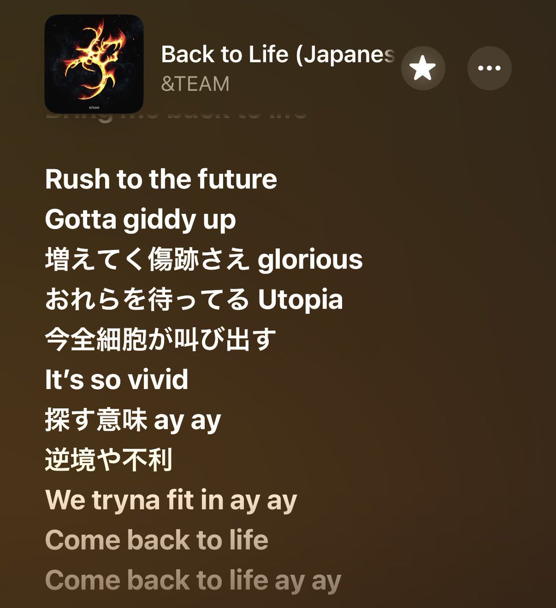 jsjsjsjsjs_xy's tweet photo. Back to Lifeの日本語verでも「逆境や不利」って言葉が出てきてるの、青嵐で表現されてた&amp;TEAMのこの世界への決意や覚悟のストーリーが韓国デビューにも繋がってる気がしてディテールが凄すぎる、、、Somaさんならではの訳詞だ😭(ずっと日本語verの話してる人) https://t.co/jfIkfEr9r4