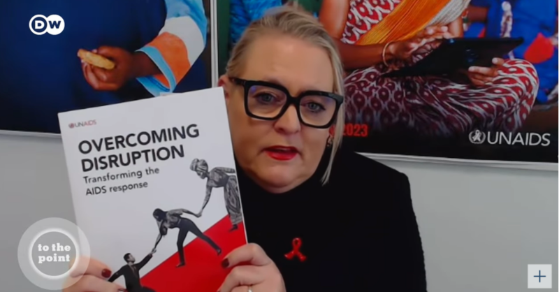 UNAIDS's tweet photo. On @dwnews: UNAIDS Deputy Executive Director @SteglingC on the question: Is HIV still a global threat?

Watch here: https://t.co/kdRq4LGHhX