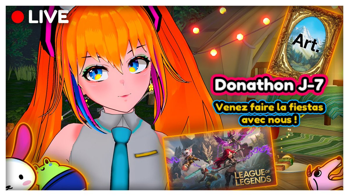 Heyo !

14h : Séance détente en Peinture, vous allez me proposer vos idées de toiles puis.. 

16h BAGARRE SUR LEAGUE OF LEGENDS AVEC <a href="/ViralyV2/">Viraly</a> <a href="/Cepheyra/">·· ᴄᴇᴘʜᴇʏʀᴀ ··</a> <a href="/FloraFluwaraito/">Flora Fluwaraito 🌺</a> ET <a href="/pandamisan/">Pandami</a> !! DU SEL DU SANG DU BLBLBLBL

A toute !
#vtuberfr #vtuber