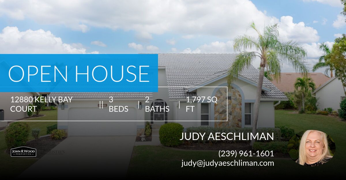 JudithARealtor's tweet photo. OPEN HOUSE 11/29 from 1-3pm.  This listing won't last! Take a look before it's gone. Feel free to ask any questions or give me a call at (239) 961-1601 📱!

Judith Aeschliman

John R Wood Pr... https://t.co/zkmTOmqaTf https://t.co/Be6a0x8TWx