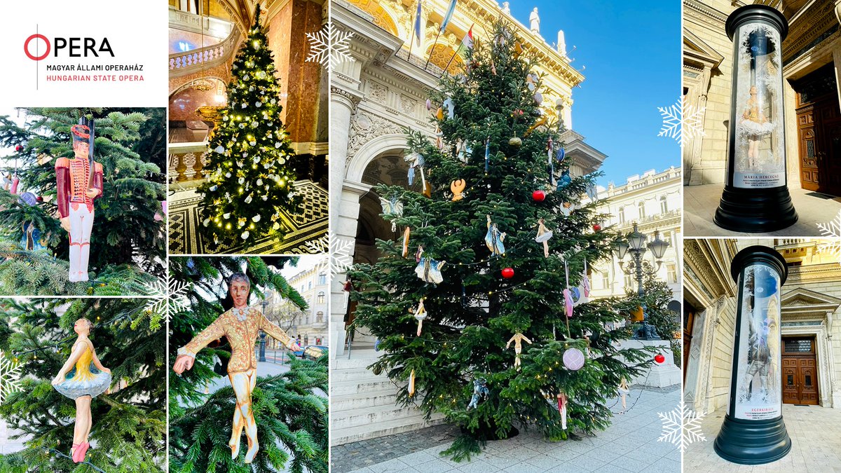 OperaBudapest's tweet image. Don&apos;t miss the #Christmas trees at #OperaBudapest. The one in front of the main façade is decorated with figures from The Nutcracker, while the one in the foyer is decorated by hand-painted porcelain from Herend. You can also see life-size #Nutcracker figures around the building.