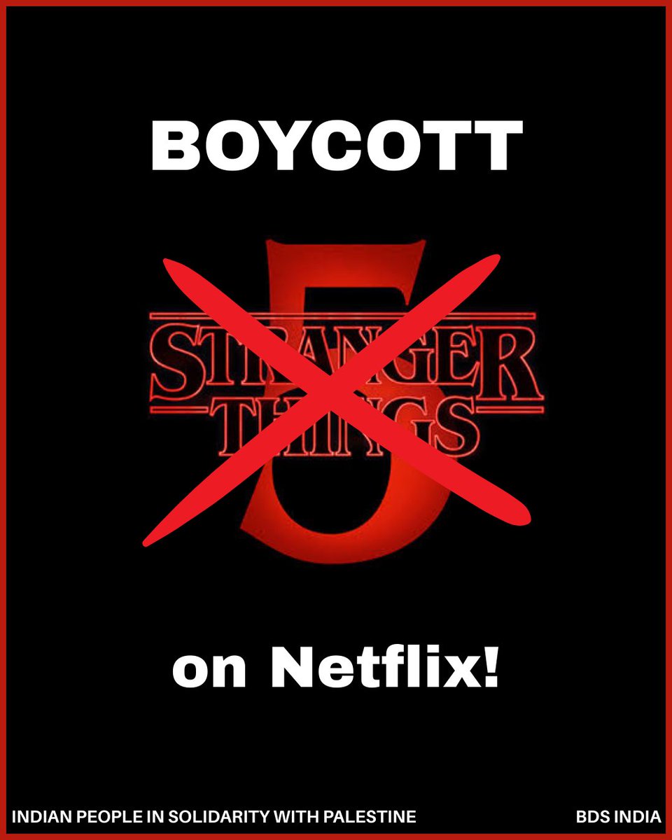 ipsp_official's tweet photo. Noah Schnapp & Brett Gelman have made disgusting Zionist remarks. Indian fans should refrain from streaming the show and make a conscious choice not to support projects linked to those enabling the genocide.
#StrangerThings5 #StrangerThings #boycottstrangerthings #boycottisrael https://t.co/1m8Trw2C6j