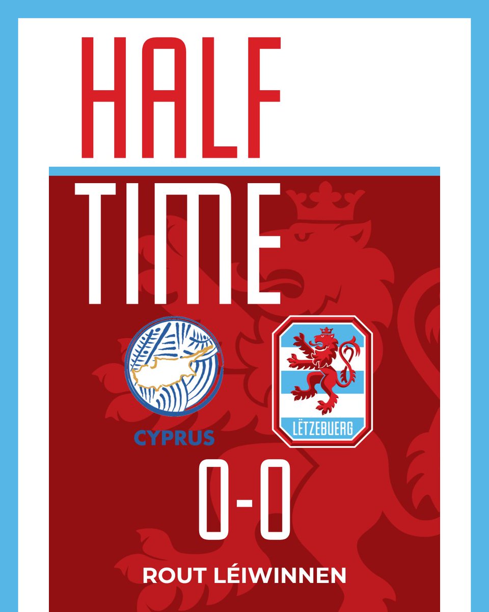 45' 🇨🇾🇱🇺 (0-0)

#RoudeLéiwHuelSe #RoutLéiwinnen #CYPLUX