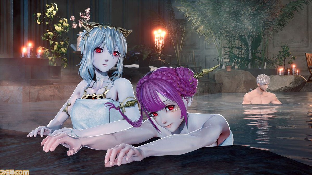 SiKthYEXP's tweet image. New CodeVein 2 Screenshots Showcasing the bathing scene and from what looks like a another new characters reveal Iris Magmel, Yadoviga