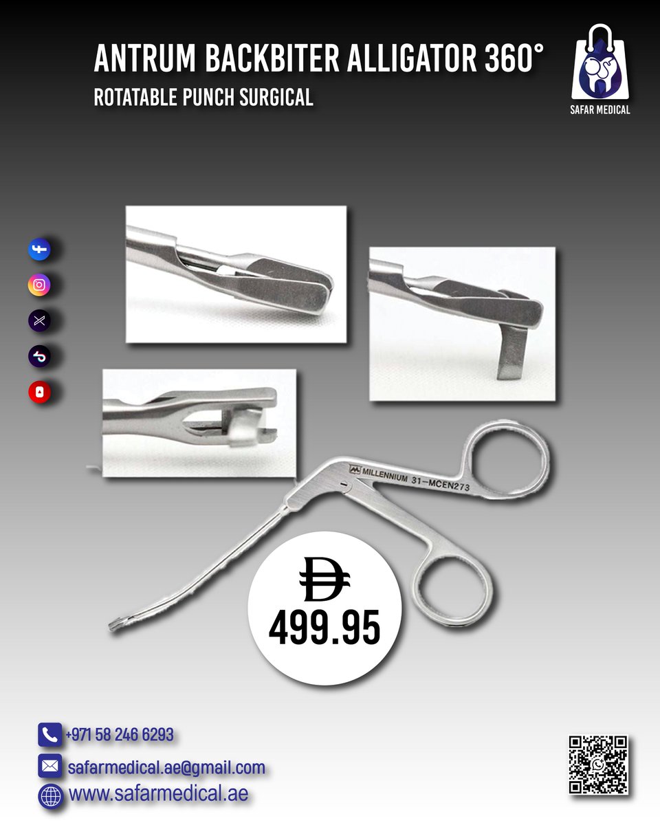 safar_medical's tweet image. 📞 +971 50 159 2654
🌐 safarmedical.ae
📍 Safar Medical Instruments Trading
🔹 Antrum Backbiter Alligator

#SurgicalInstruments #ENTInstruments #Backbiter #MedicalSuppliesUAE #SafarMedical #SurgicalTools #MedicalEquipment #HealthcareUAE