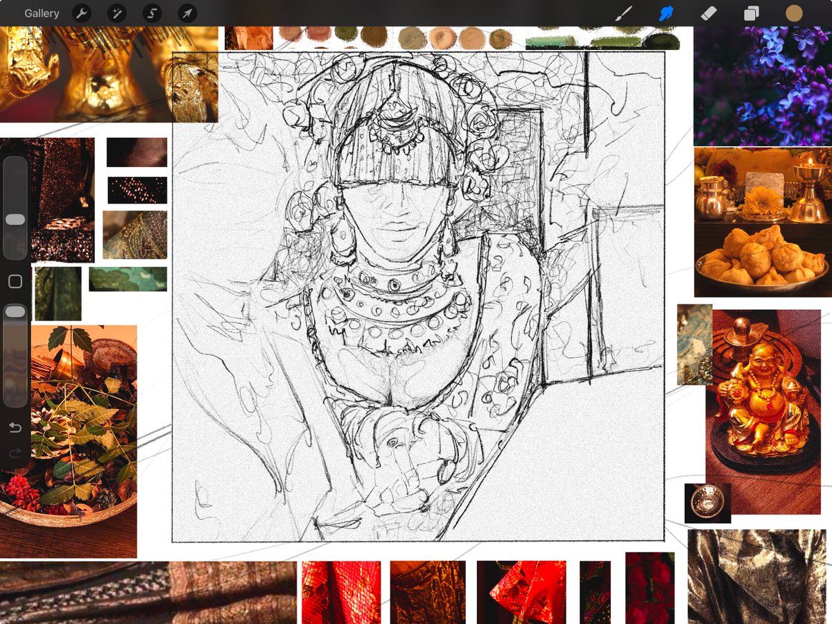 Inspiring5x's tweet image. here is color palette. so i use smudge brush in #Procreate and pull those colors and texture where I desire to paint a specific part. you can see it in video. #OC