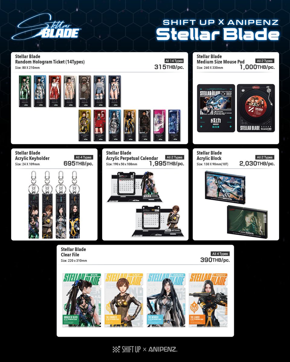 animatejma_bkk's tweet photo. 🎀 【Stellar Blade】Official Merchandise Global Pre-order 🌏
SHIFT UP X ANIPENZ / OFFICIAL GOODS, COMING SOON

พร้อม Pre-order แล้วที่ ที่ animate Bangkok Online

🗓️ระยะเวลารับจอง :1/12/25 - 26/12/25
▼สั่งจองได้ที่
https://t.co/Wk4y7GXbJy

#SHIFTUP #StellarBlade #ANIPENZ https://t.co/C4pNFLDuBh