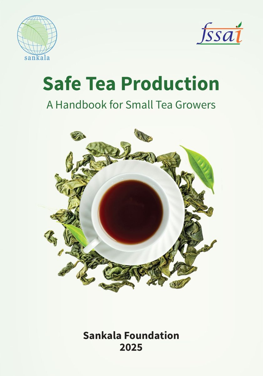 Sankala_India's tweet photo. Release of IEC-#SafeTeaProduction 

At the inaugural session of the National Conference on #SafeTeaProduction Policy, Compliance & Sustainable Practices, a new handbook for Small Tea Growers was released by Mr Nitin Kumar Yadav, Additional Secretary, Ministry of Commerce and Industry, Government of India and Chairman, @teaboardofindia and Mr Rajit Punhani, Chief Executive Officer (CEO), @fssaiindia. 

It is designed to support safer, more sustainable, and more profitable tea cultivation. This practical guide brings together simple, science-based tips that farmers can easily apply in their own gardens, helping improve yield, reduce costs, and protect the environment.

The handbook covers:

✅ Soil Health Management: Using soil health cards, organic manure, and compost to maintain rich, balanced soil.

✅ MRL Compliance: Understanding permitted chemicals, record-keeping, and the importance of clean, safe tea for the market.

✅ Climate Change Adaptation: Choosing strong tea varieties, managing shade and water, and protecting crops from changing weather.

By following these steps, growers can strengthen their farms for the future while adopting practices that safeguard people, soil, and nature. The handbook also highlights how farmers can benefit from @teaboardofindia and government support schemes.

🌱 A step forward toward safer, sustainable, and high-quality Indian tea.

#TeaEconomy #FoodSafety #SustainableTea #AgriculturePolicy #NationalConference