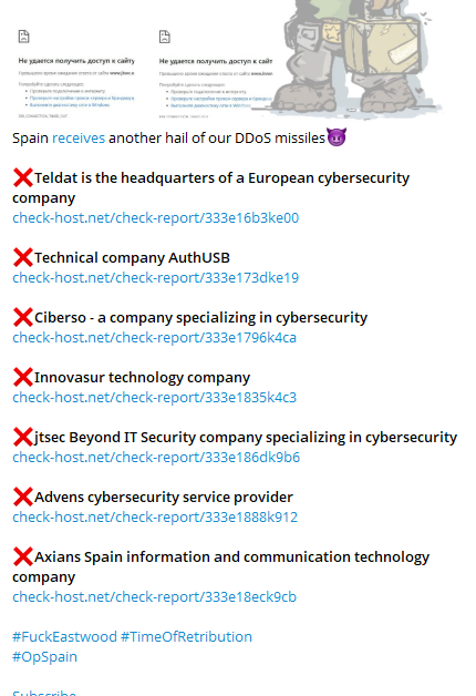 H4ckmanac's tweet photo. 🚨Cyber Alert‼️

🇪🇸Spain - In the past 24 hours, the hacktivist group NoName057(16) claims to have carried out an intensive DDoS campaign against Spanish infrastructure, listing 19 new targets and bringing the total to at least 50 since November 24.

- CACESA
- S2GRUPO
- Autoridad Portuaria de Cartagena
- Ports of Las Palmas
- Canal de Isabel II
- Mumken
- Ayuntamiento de Toledo
- Concello de Santiago de Compostela
- Cámara de Comercio e Industria de Madrid
- Diputación de Lleida
- Metro Bilbao S.A.
- Innovasur
- Ayuntamiento de Bilbao
- Ciberso
- Axians Spain
- AuthUSB
- Advens
- Jtsec Beyond IT Security
- Teldat

Sector: Multiple
Threat class: Hacktivism

Observed: Nov 28, 2025
Status: Verified

—
About this post:
Hackmanac provides early warning and cyber situational awareness through its social channels. This alert is based on publicly available information that our analysts retrieved from clear and dark web sources. No confidential or proprietary data was downloaded, copied, or redistributed, and sensitive details were redacted from the attached screenshot(s).

For more details about this incident, our ESIX impact score, and additional context, visit https://t.co/eB7qgxLdpI.