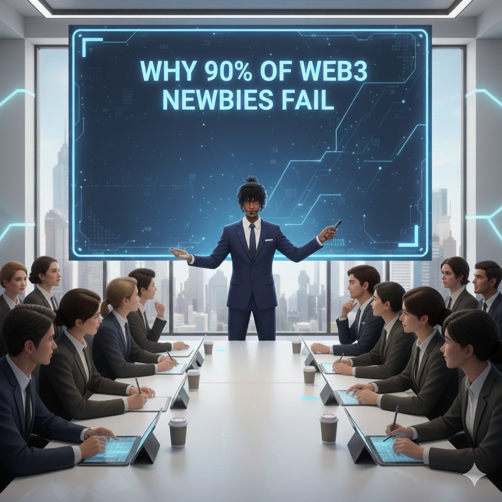 𝐖𝐇𝐘 𝟗𝟎% 𝐎𝐅 𝐖𝐄𝐁𝟑 𝐍𝐄𝐖𝐁𝐈𝐄𝐒 𝐅𝐀𝐈𝐋🚨 (𝐀𝐍𝐃 𝐇𝐎𝐖 𝐓𝐎 𝐀𝐕𝐎𝐈𝐃 𝐓𝐇𝐈𝐒)

Most people don’t fail in Web3 because they’re new.
They fail because they move blind.

3 reasons why:

• No direction.
Chasing every hype project = zero progress.

• No consistency.