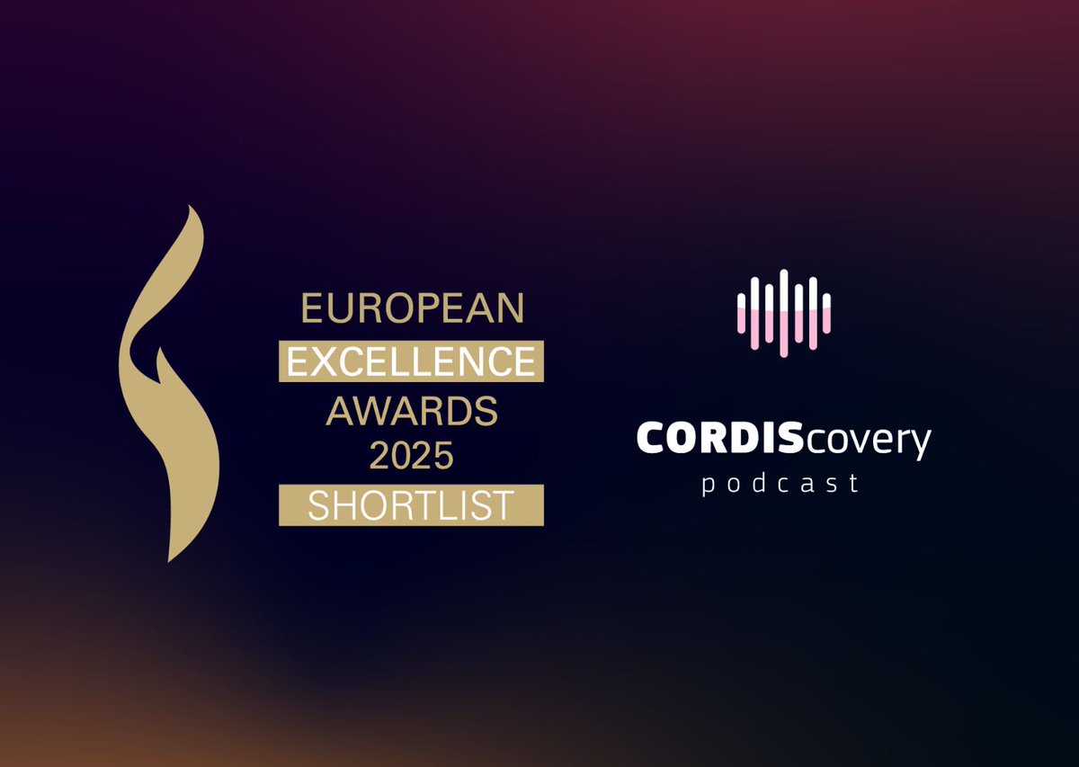 CORDIS_EU's tweet image. 🎉 We’re thrilled that #CORDIScovery podcast has been shortlisted for the European Excellence Awards in the ‘Podcast &amp;amp; Audio’ category!

With 51 episodes, it showcases EU-funded research through engaging conversations &amp;amp; storytelling. Discover all episodes: link.europa.eu/PN4FNc
