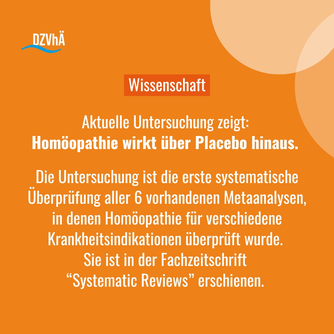 Eine aktuelle Studie zeigt: alle 6 Metaanalysen von #Homöopathie-Studien haben nach Auswertung sämtlicher eingeschlossener Studien einen statistisch signifikant positiven Therapieeffekt über eine Placebowirkung. #bdk25 <a href="/Die_Gruenen/">BÜNDNIS 90/DIE GRÜNEN</a> <a href="/GrueneBundestag/">Grüne im Bundestag 🇪🇺🏳️‍🌈</a> link.springer.com/article/10.118…