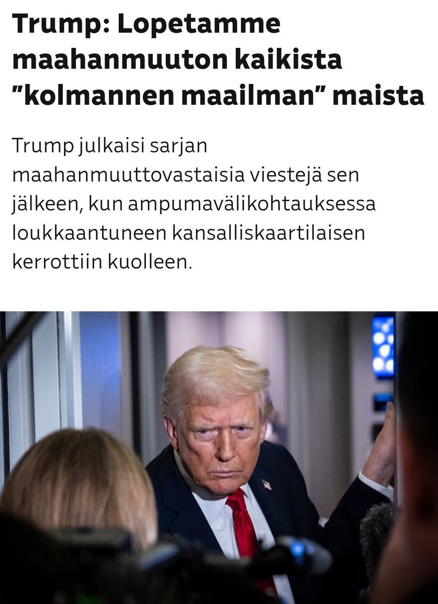 USA:n presidentti haluaa lopettaa maahanmuuton kehitysmaista sekä karkottaa ulkomaalaiset, jotka ovat julkinen taakka, turvallisuusriski tai eivät sopeudu länsimaiseen kulttuuriin.

Tiukka mutta täysin perusteltu linja. Siirtolaisongelma on kohtalonkysymys myös Euroopalle.

Jos