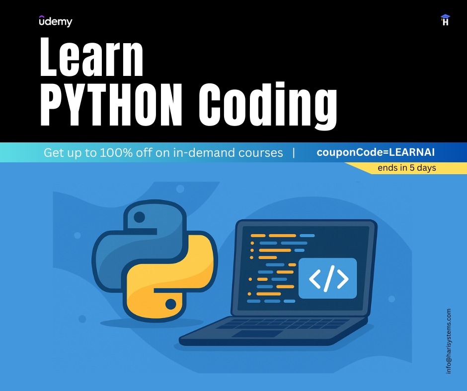 harisystems's tweet image. Learn Python from Scratch : Python Programming
udemy.com/course/learn-p…
#python #programming #ai #blackfriday #offer #udemy #free #harisystems