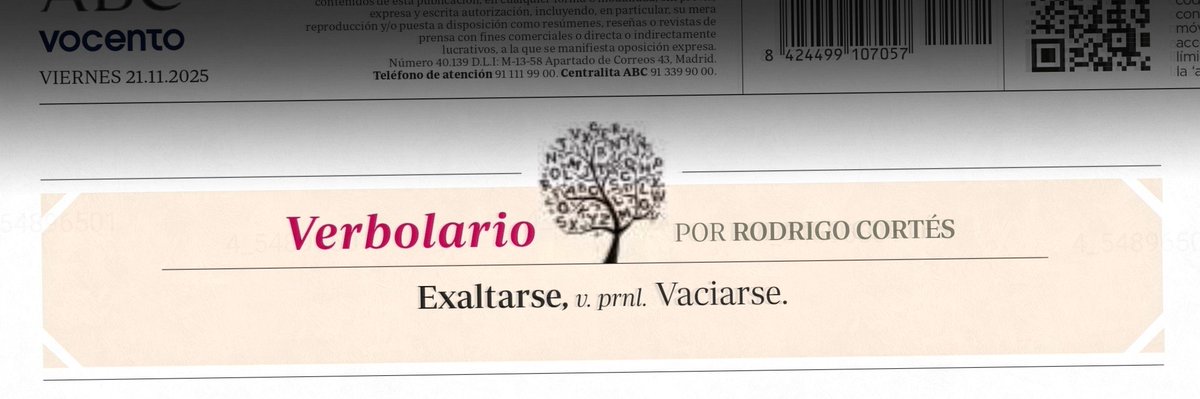 Verbolario's tweet image. «Exaltarse»; 21/nov/2025: voz n° MMMDCCXLIV @rodrigocortes