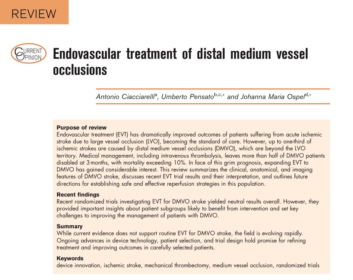 johanna_ospel's tweet image. 🚨#EVT for #MeVO #DMVO- what’s known and what’s next🤔🤯 check out this @CO_Neurology review by Antonio Ciacciarelli &amp;amp; @UPensato !!
📝 journals.lww.com/co-neurology/a…