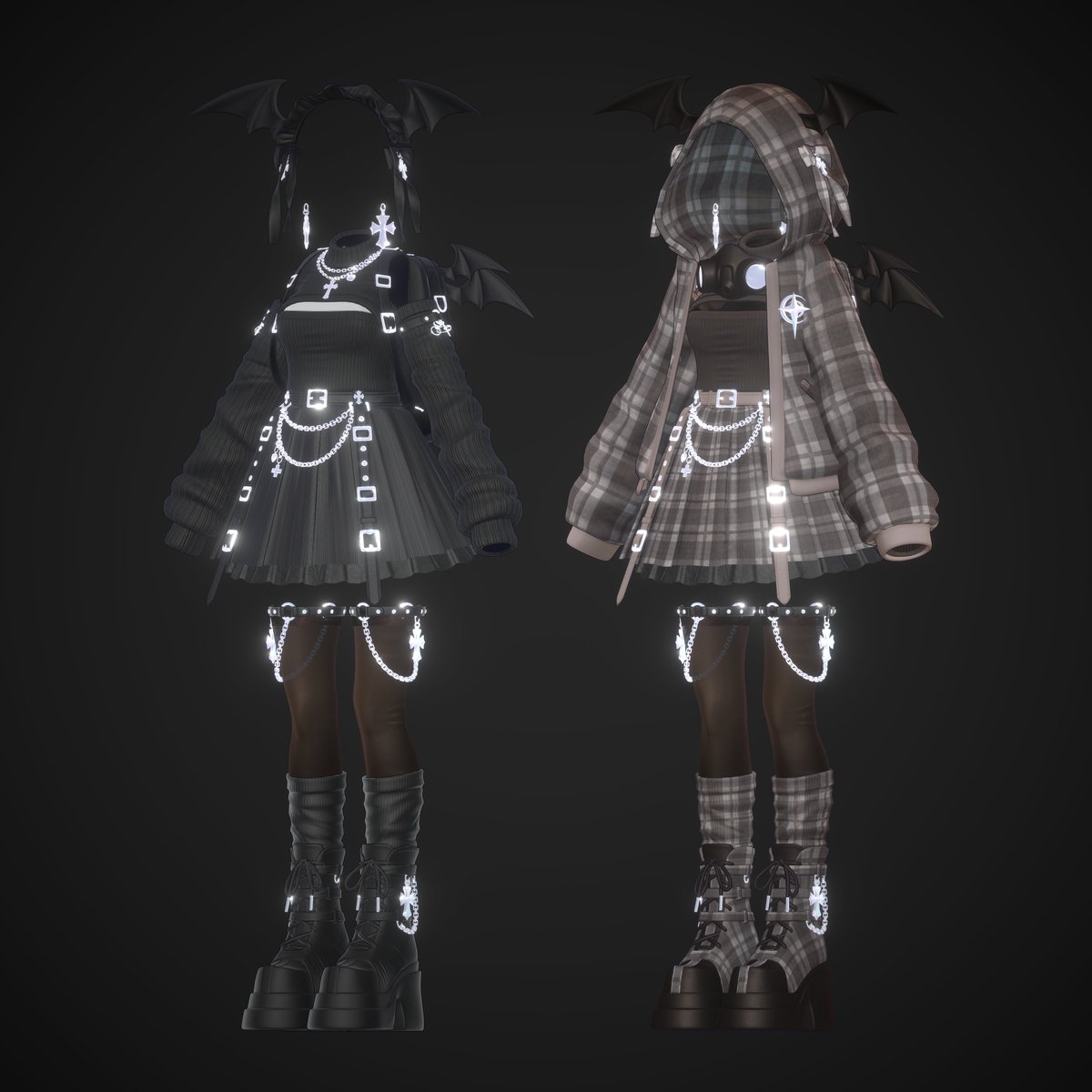 MONVIE_VRC's tweet image. 📢 𝙉𝙀𝙒 𝙍𝙀𝙇𝙀𝘼𝙎𝙀 
🖤🌙 𝙉𝙄𝙂𝙃𝙏𝘾𝙊𝙉𝙏𝙍𝙊𝙇 🌙🖤

ー漆黒の夜に降り立つ、支配者の装いー

ストリート × ゴシック。 相反する2つのエッセンスを絶妙に融合させた、MONVIEの最新作。🖤⚡

チェーン、ベルト、そして重厚なアクセサリー。…