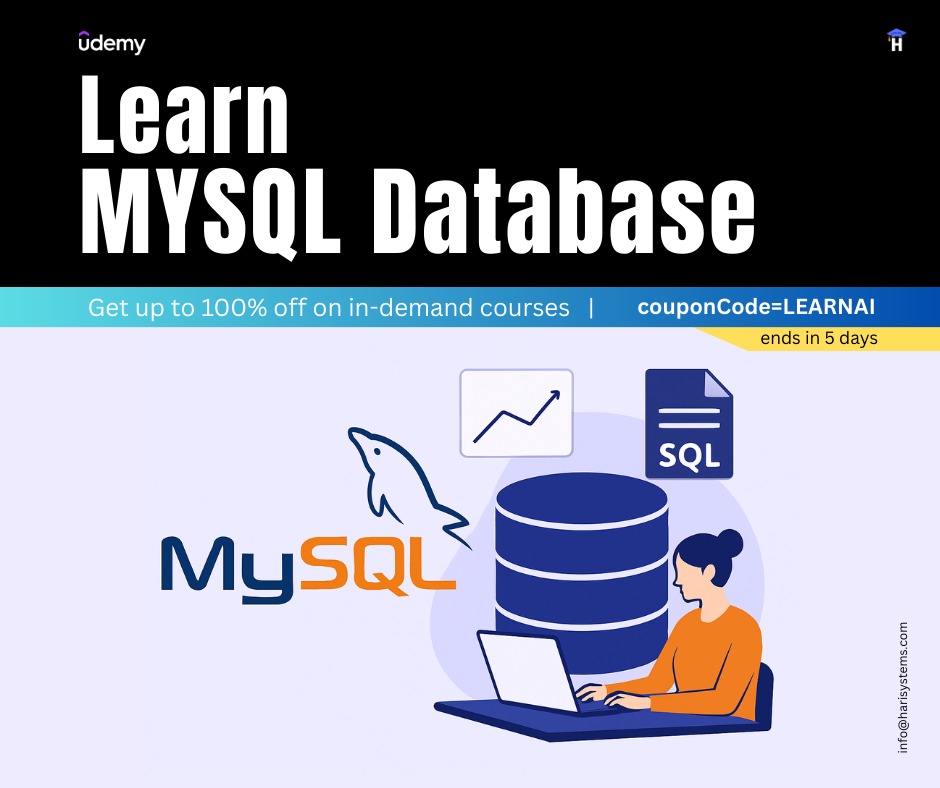 harisystems's tweet image. The Complete MySQL from Scratch: Bootcamp
udemy.com/course/the-com…
#mysql #database #ai #blackfriday #offer #udemy #free #harisystems