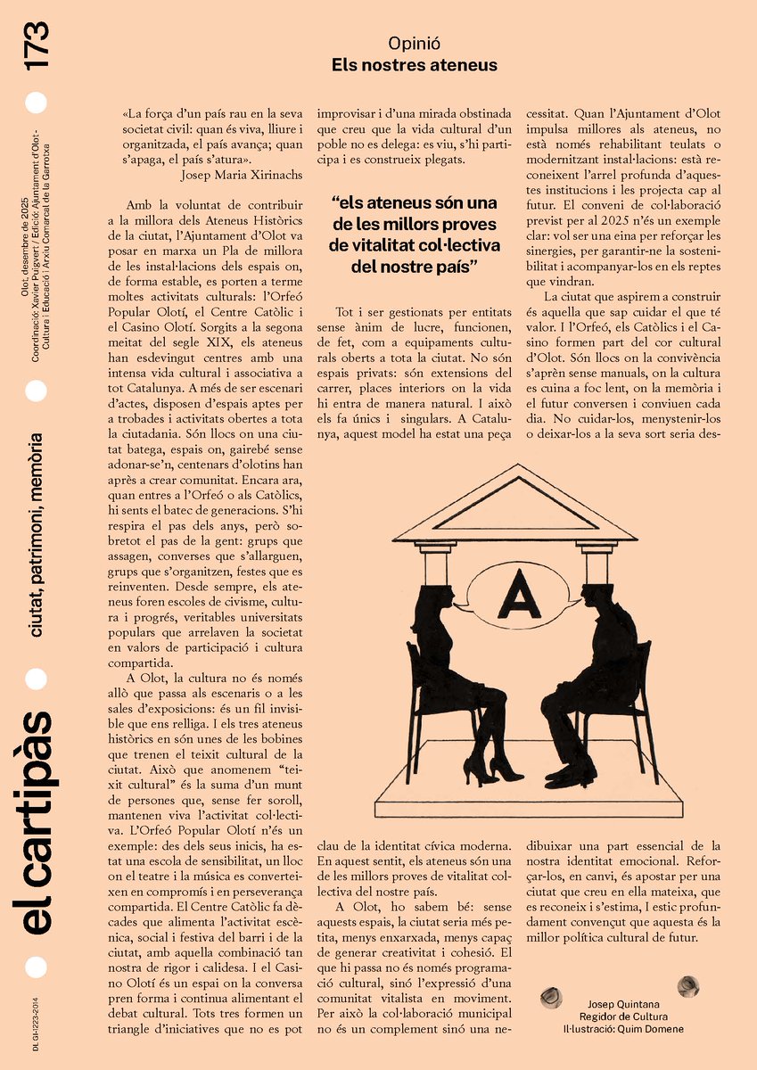 acgarrotxa's tweet image. Ja podeu llegir el número de desembre del butlletí “El Cartipàs”, editat per @OlotCultura i @acgarrotxa. El trobareu a tinyurl.com/367jtw2m.
@patrimonigencat #XAC