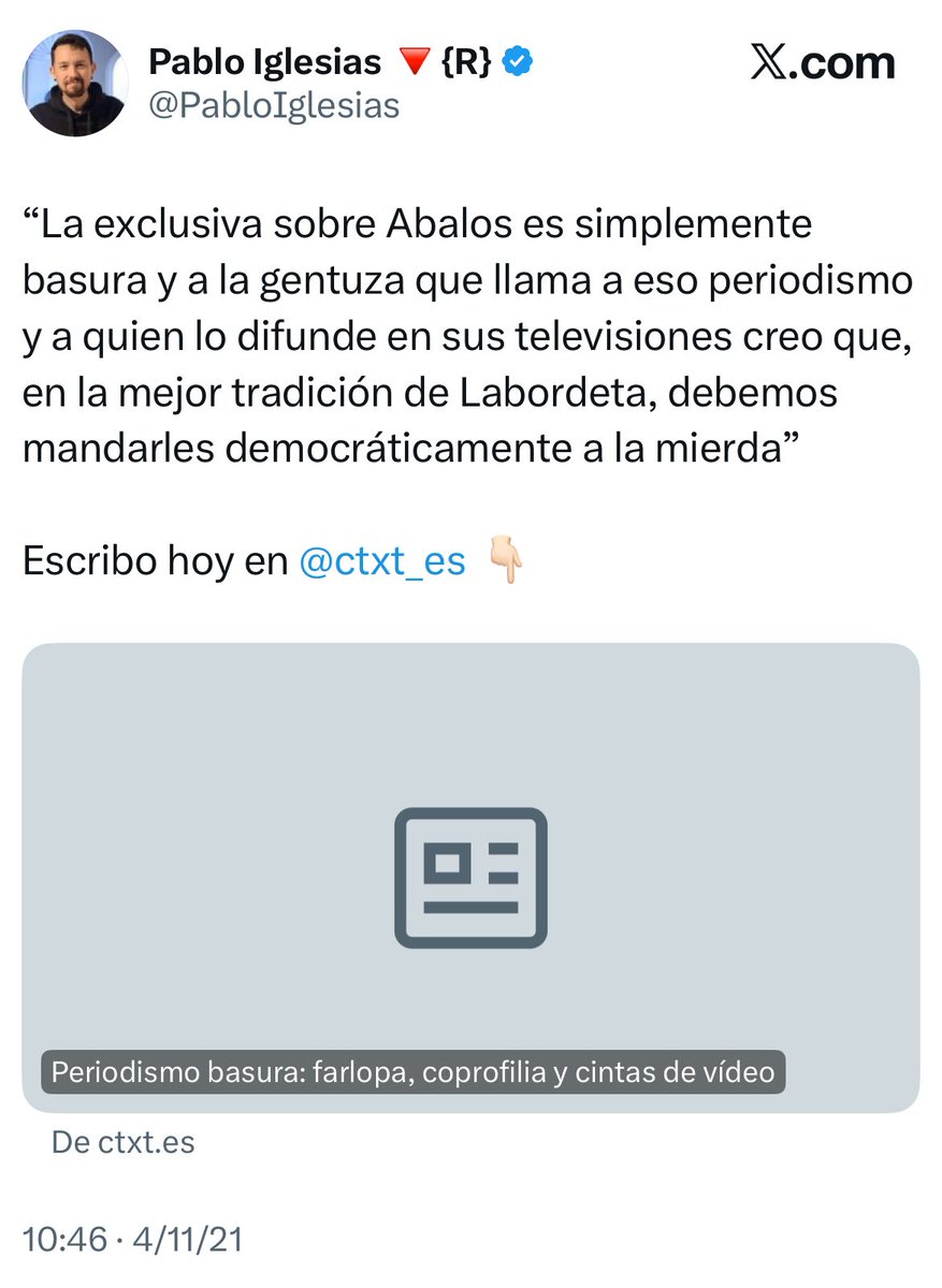 Hola <a href="/PabloIglesias/">Pablo Iglesias 🔻{R}</a> 
¿Ya has borrado este tuit sobre Ábalos?