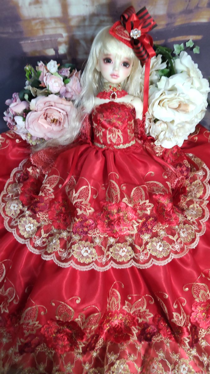 ドルパ54✨ 「赤い大輪の薔薇のドレス」 SD～SDGr girl size スカート