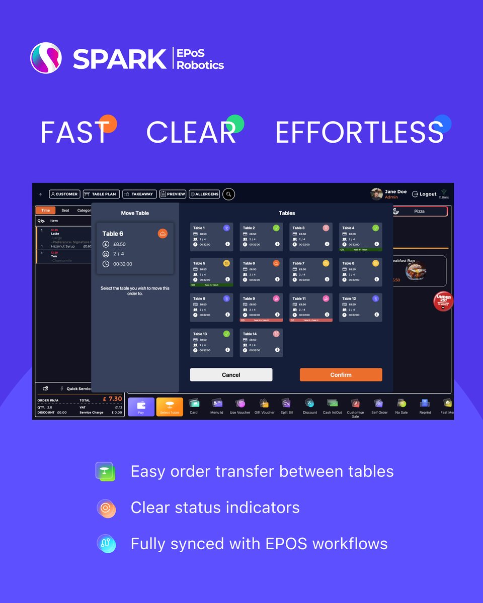 SparkEPOS's tweet image. Take full control of your restaurant floor with SPARK EPoS intelligent Table Management system.

#EPOSForBusiness #DigitalEPOS #MobileEPOS #EPOSSoftware #HospitalityTech #POSForRestaurants #TableManagement #EPOS #RestaurantSolutions #DigitalDining #FoodTech
