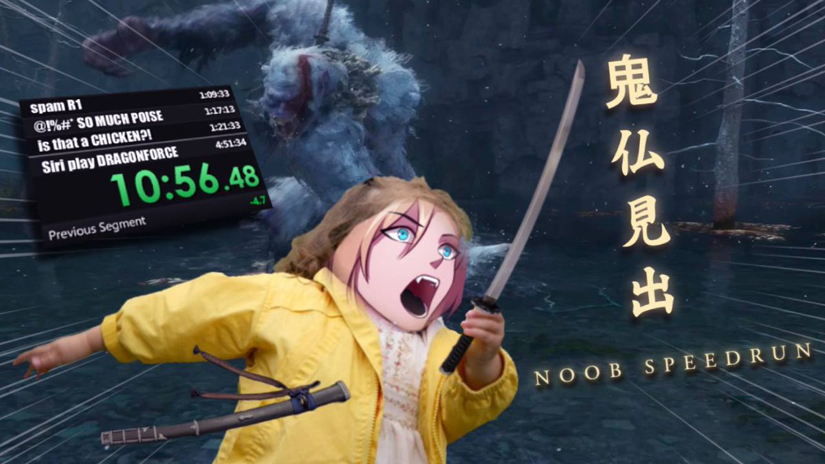 ‼️FINAL EVENT OF VAIKATHON‼️

Your Souls-Queen is attempting to Speedrun Sekiro.
I've never speedran a game before, I'll be learning on the fly.

SAT EST 6PM EST - twitch-vaikavt

Reposts GREATLY appreciated 🙏
I'm sadly shadowbanned but this is a really important stream for me