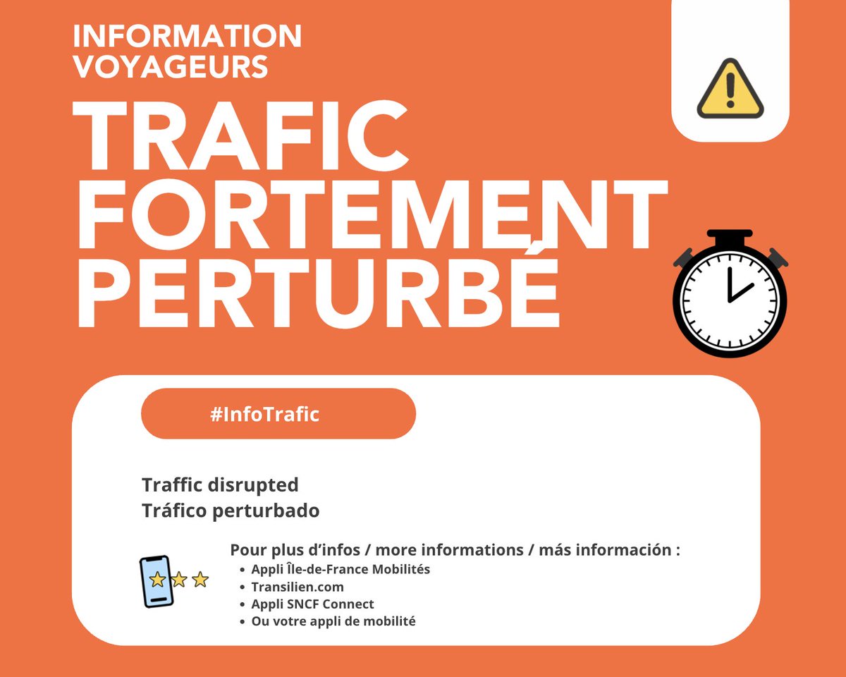 LIGNEL_sncf's tweet image. 🔴 #InfoTrafic #LigneL  : 

Le trafic est fortement perturbé entre Paris-Saint-Lazare et Versailles Rive Droite  / Saint-Nom-la-Bretèche dans les 2 sens. 

Motif : Individus sur les voies dans le secteur de Bécon-Les-Bruyères.

Lupin