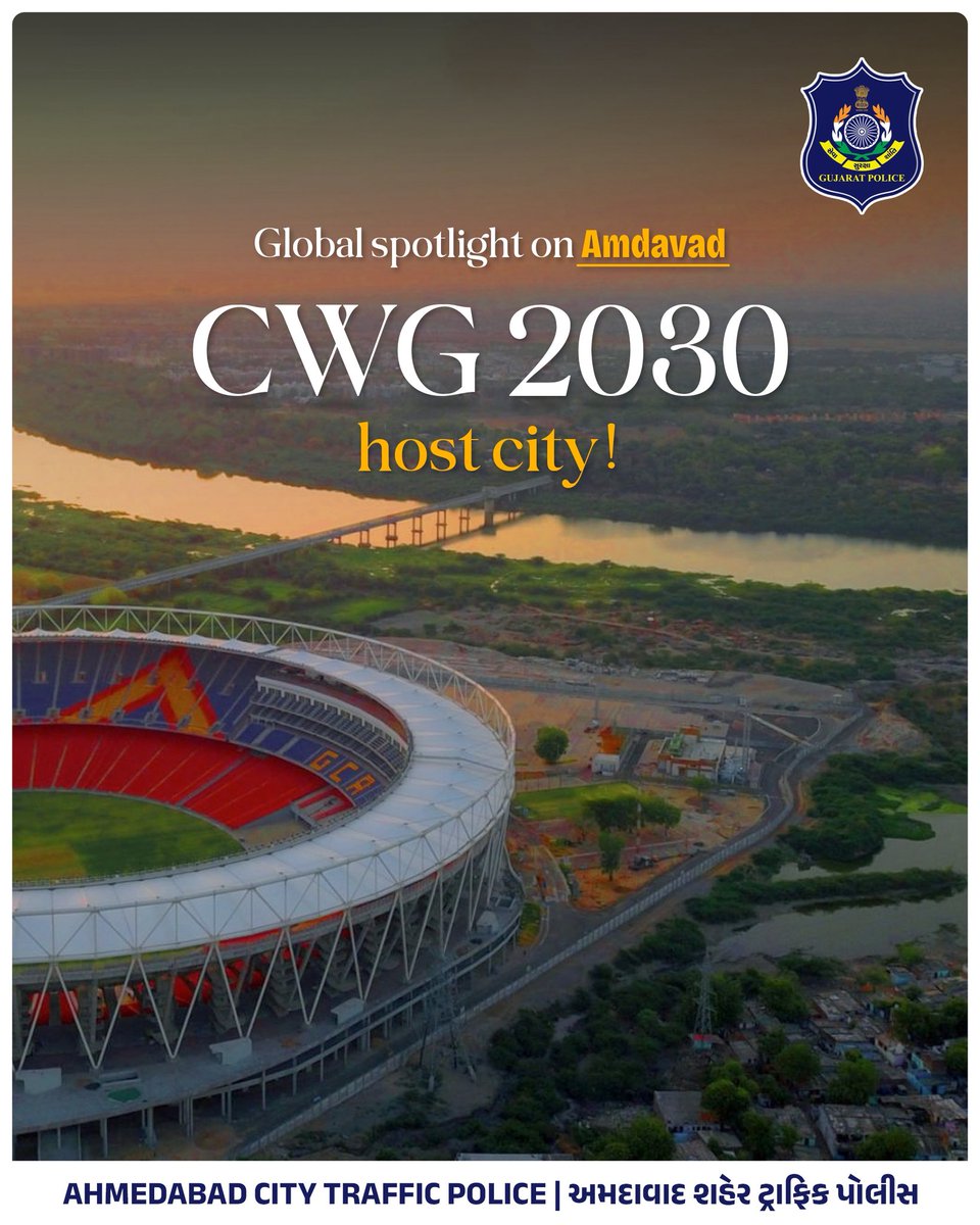 PoliceAhmedabad's tweet image. It’s Official! Amdavad will host the Commonwealth Games 2030!
A proud milestone for India as the city gears up to welcome the world.
Let the journey to 2030 begin! 

#CWG2030 #Amdavad2030 #IndiaOnGlobalStage @GujaratPolice @AhmedabadPolice