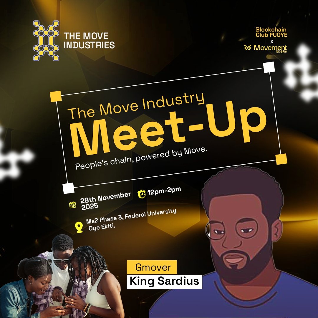 SardiusJay's tweet image. Today is the D-Day for the meetup 

Preaching the good news of @moveindustries @movement_explor @movementlabsxyz in FUOYE today..

Alongside Fireside chat with the @BCFuoye where I will be sharing the stage with @CallMi_Alex_ @NowadaysPro @chopsticx_ 

12pm prompt.. #movers