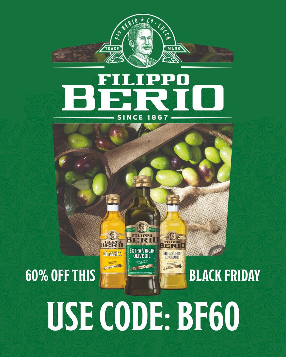 60% off everything* on our webshop this Black Friday! Shop via the link in our bio 🫒

*Offer available from 25th November – 2nd December. Excludes sale items and cannot be used in conjunction with other codes.