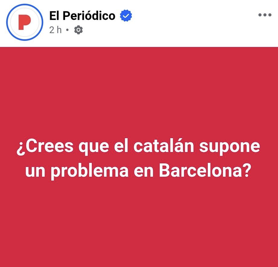 El diari de capçalera del PSC pregunta, en castellà, si el fet de parlar català a Barcelona (l’idioma nadiu de la capital del país que ja només l’utilitza un 24% de la població) suposa un problema. Però no patiu, que el PSC va signar el Pacte nacional per la Llengua 🤪