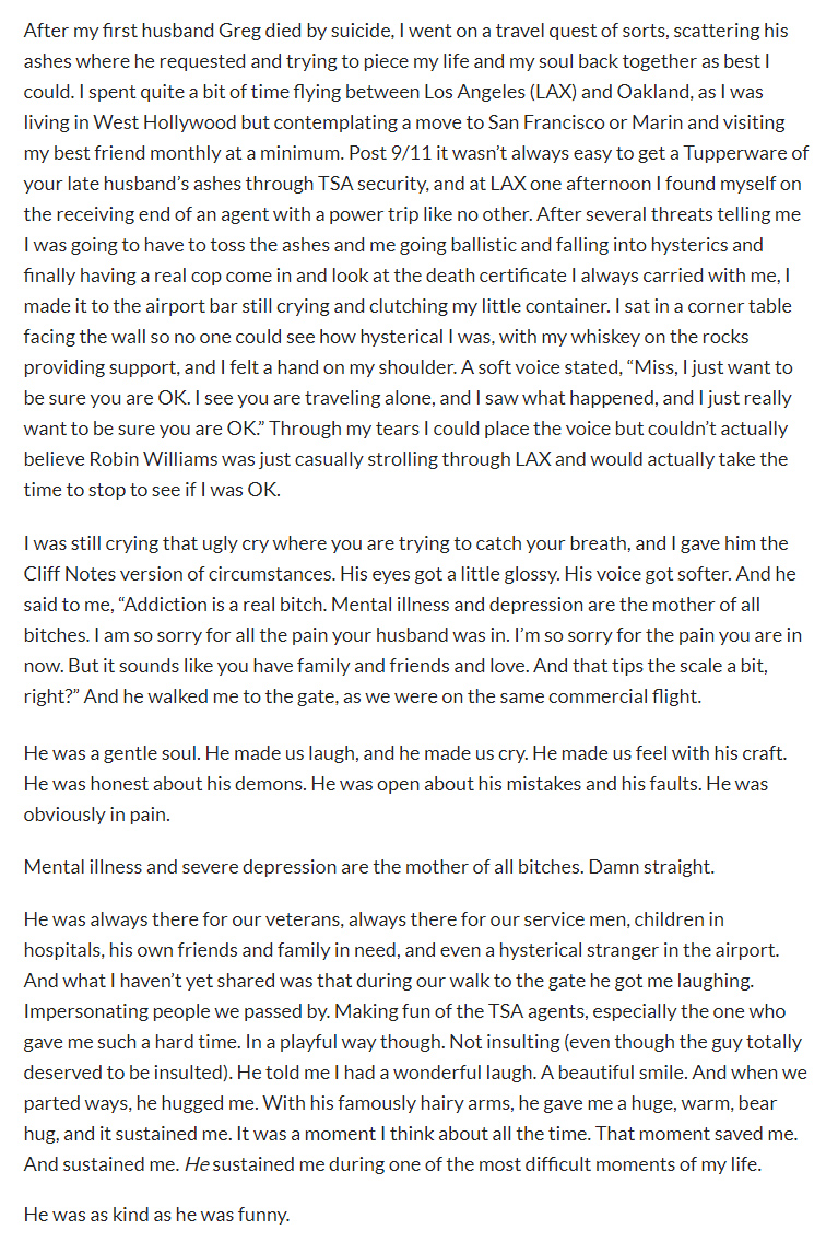 A great real life story about ROBIN WILLIAMS, as told by Kate Osher.