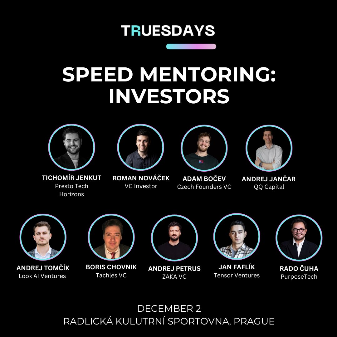 Getting ready for 🎄 #TRUESDAYS with our colleague Andrej Tomčík on-site — meet us in Prague on Dec 2 for the last edition of 2025! 🚀

🤝 Want to chat with Andrej before the event? Feel free to connect — and see you next week!

#startups #networking #venturecapital