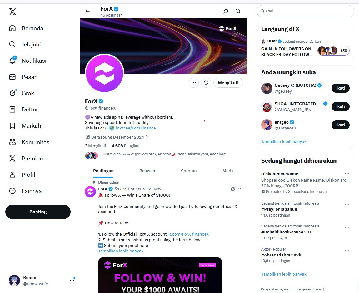 remwasdie's tweet photo. @ForX_financeX always support @harfiian @zendafatra @quayztok #ForXHybridDEX #ForXSuperDEX https://t.co/4u3EtG1gm9