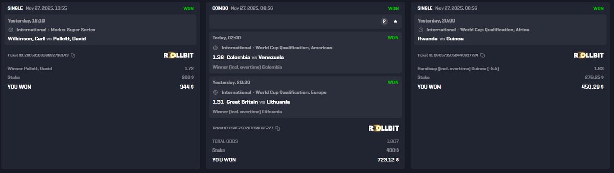 gianlucabruno11's tweet image. Another profitable day yesterday on @rollbit 
W after W, keeping the streak alive ⚡️
