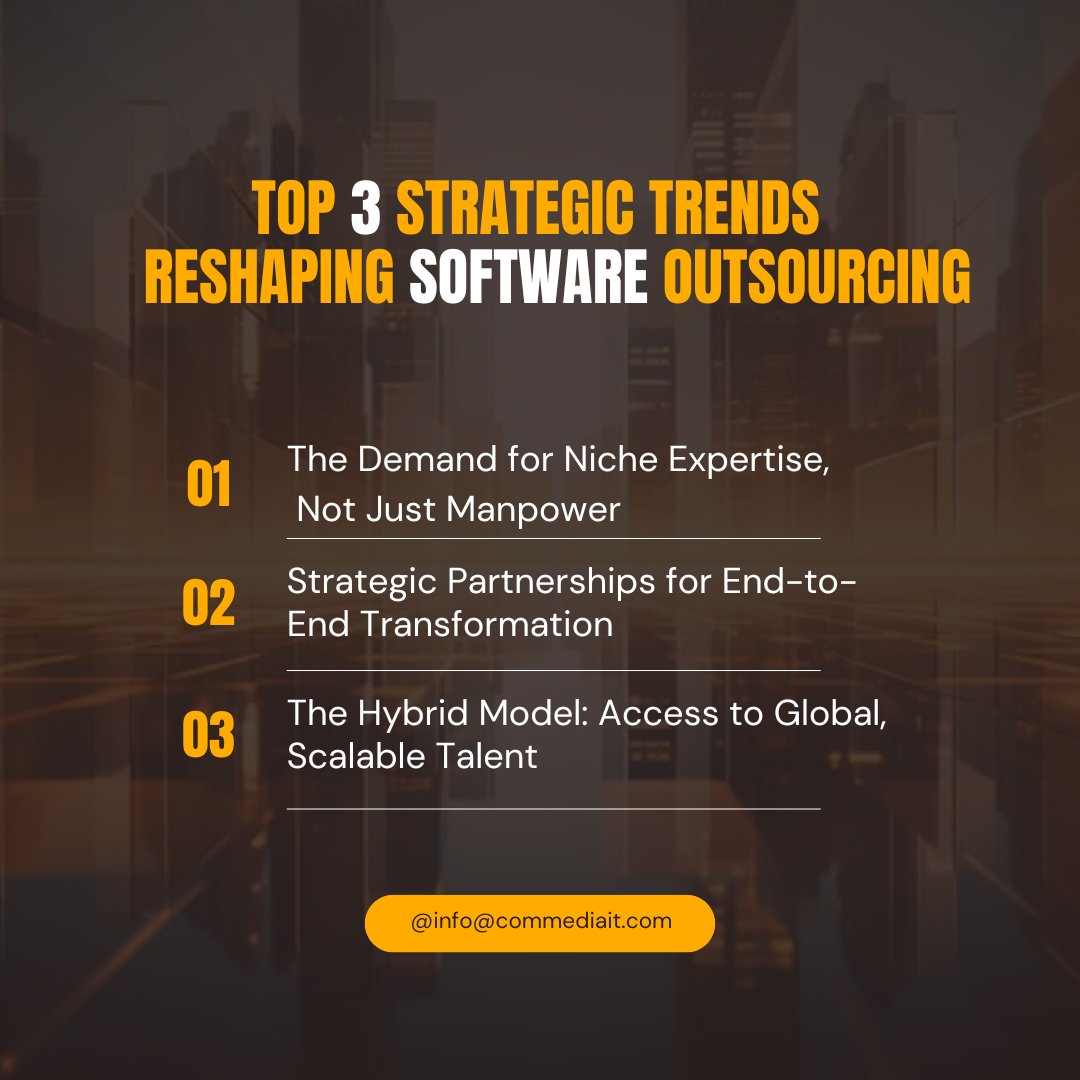 shrivcommedia's tweet image. Top outsourcing for manpower, start outsourcing for expertise! 💡
Discover the Top 3 Strategic Trends driving the future of software outsourcing, from niche talent to end-to-end transformation partnerships

#OutsourcingStrategy #FutureofWork #TechExpertise #SoftwareDevelopment