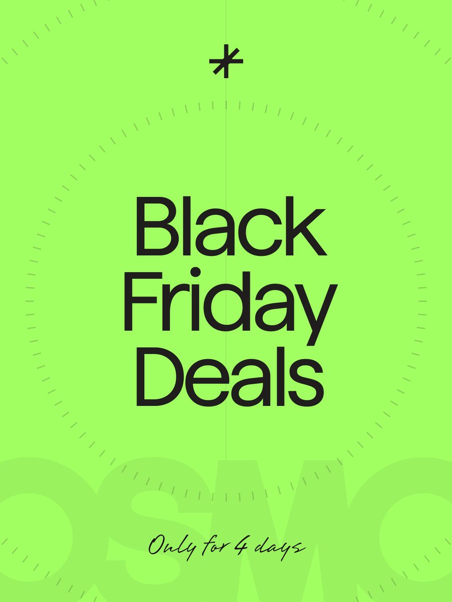 osmosupply's tweet image. Black Friday at Osmo, live NOW! 🚀
 
Everyone is throwing discounts around, so we figured… why not join the chaos?

You can now grab €100 off our Lifetime option (only 50 spots available), including a bonus copy of our brand new website, or start a quarterly subscription with…
