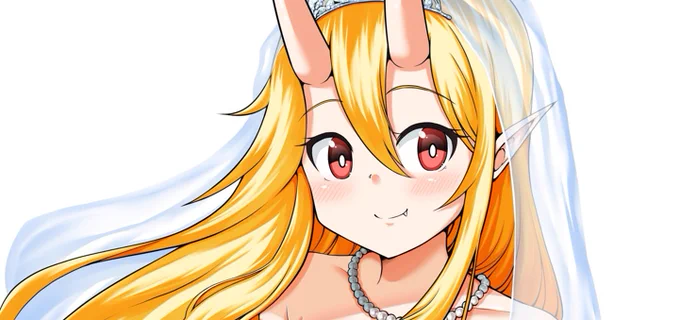 鬼嫁ちゃんのウエディングドレス絵を描きました 支援サイトに先行公開しております! pixivFANBOX