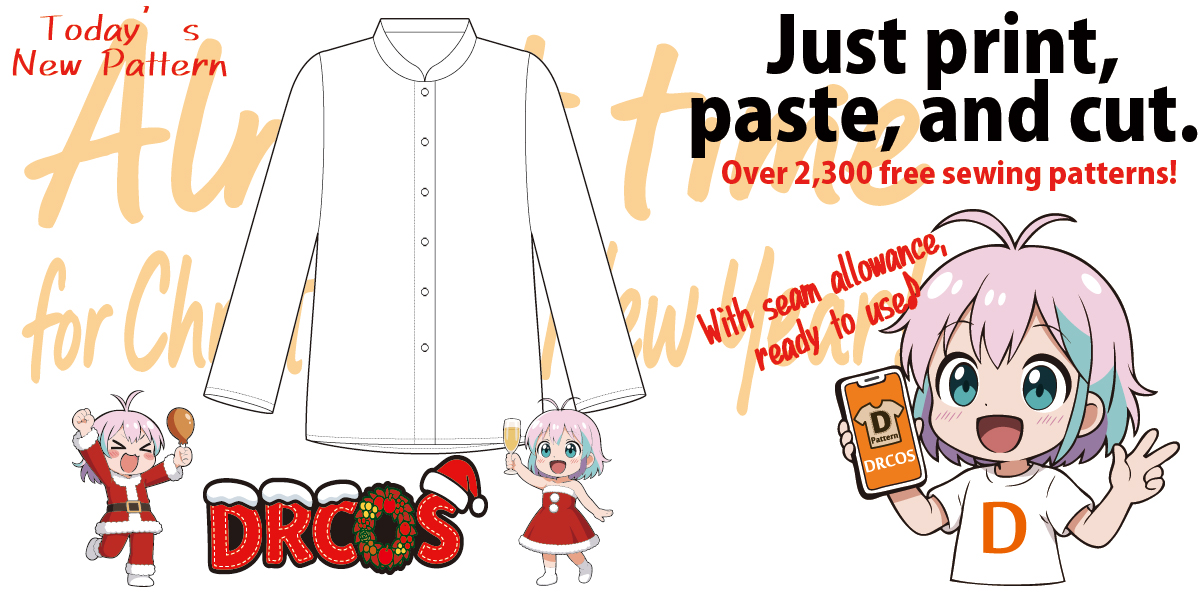 drcos_com's tweet image. 🎄 Today’s new Free English Paper Pattern release

👚 Stand Collar Blouse 2
📏 A4 size (Cm)
🧵 Clean stand-collar blouse — simple to sew and perfect for Christmas cosplay or winter outfits

🔗 dr-cos.info/fp-standcollar…

#ChristmasCostume #SewingPatterns #FreePattern #CosplayCostume
