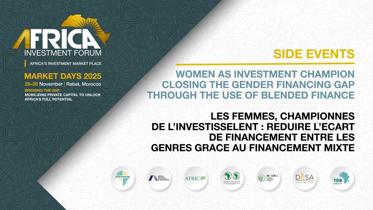HAPPENING NOW AT #AIF2025: Side Event on Women as Investment Champion Closing the Gender Financing Gap through the use of Blended Finance. 

📍Workshop, Sofitel.