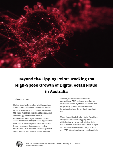 crosecassoc's tweet photo. Digital retail fraud in Australia has surged into the billions across CNP fraud, returns abuse, ATO and scam-driven authorised transactions.  

Report: https://t.co/6KcYKL3m3D
Website: https://t.co/YWp1CFVYkC https://t.co/hy7g9QdMq4