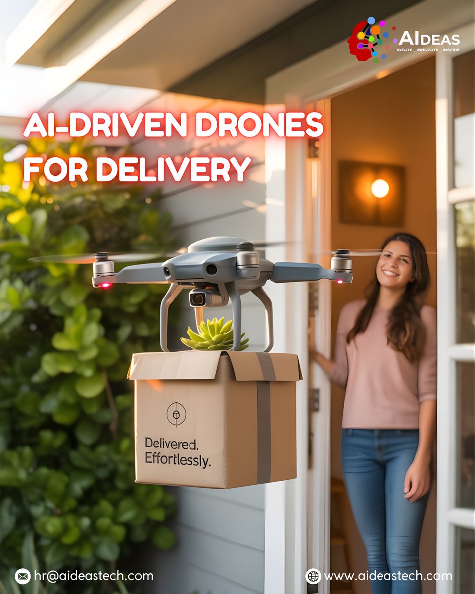 AIdeastech's tweet image. At AIdeas Tech, we support this revolution by developing smart AI solutions that enhance drone analytics, improve decision-making, and streamline autonomous operations. 

#AIdeasTech #AIDrivenDrones #DroneDelivery #SmartLogistics #FutureOfDelivery #AIInnovation #AutonomousTech
