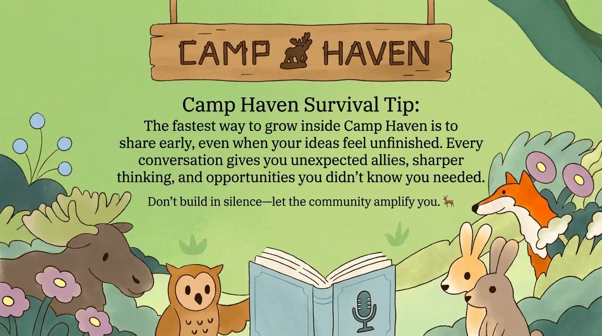 kirillk_web3's tweet image. Camp Haven Survival Tip🫎

1. Share ideas early, even unfinished. 
2. Convos bring allies, sharper thinking, hidden opps. 
3. Don’t build alone — let community amplify you

@DataHaven_xyz