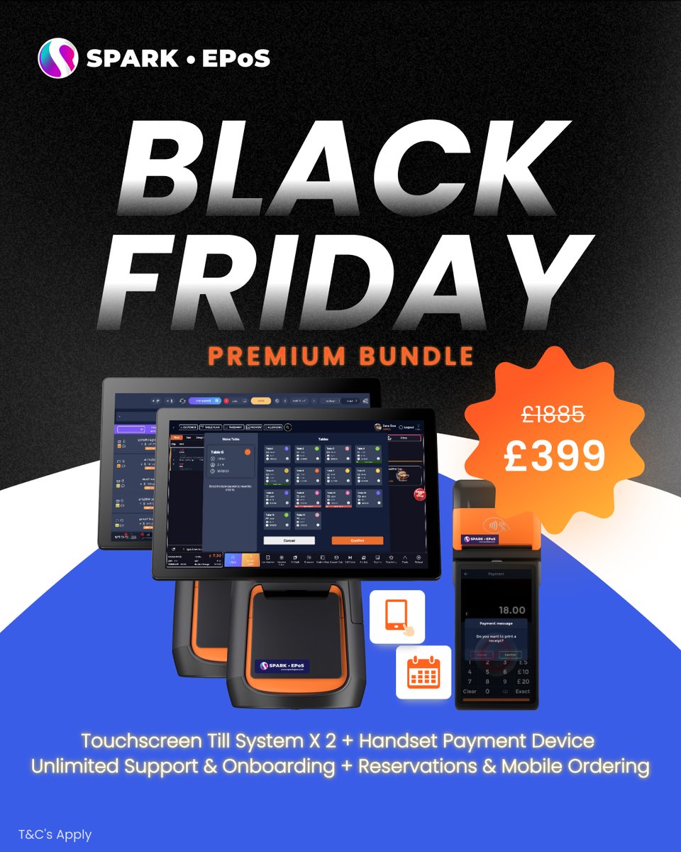 SparkEPOS's tweet image. Black Friday is here! 💥

SPARK EPoS is offering the biggest EPoS deal of the year!

✔ 3 exclusive Black Friday bundles
✔ Available only for a limited time
✔ Free demo &amp;amp; support included

Grab your deal before it’s gone 🔗 hubs.li/Q03VQcRn0

#BlackFriday #Epos