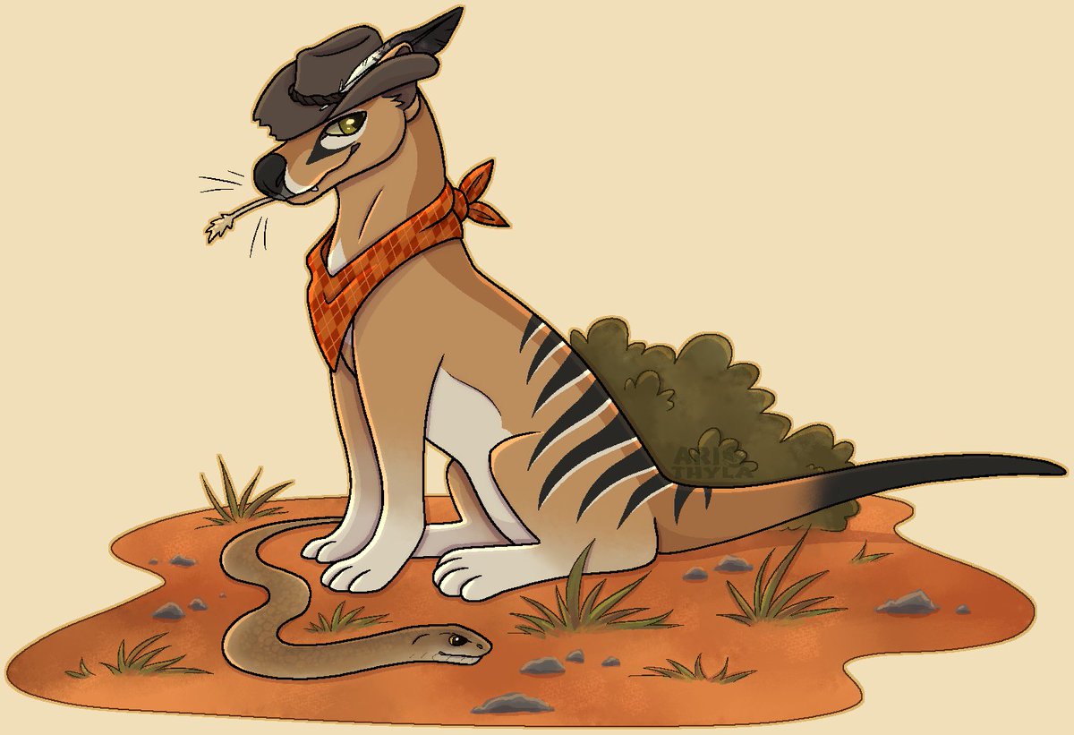 Attack for Anegg_q  
(I still have a backlog of AF art i haven't posted yet </3) 
[ #artfight #artfight2025 #thylacine #art ]